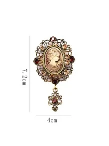 Trâm cài áo thiết kế hình bầu dục trang trí hình & rhinestone - Đồng - Xem 6