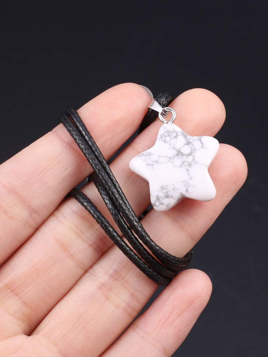 Star Pendant Necklace - White - View 1
