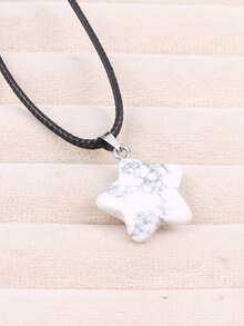 Star Pendant Necklace - White - View 2