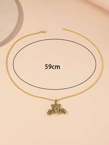 Tiger Pendant Necklace - Bronze - View 3