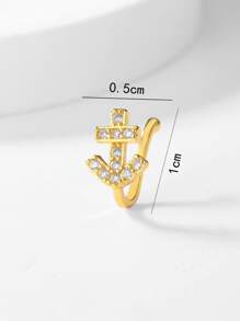 Cuff de nariz zirconia cúbica con diseño de ancla - Amarillo Oro - Ver 4