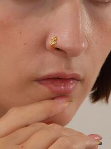 Cuff de nariz zirconia cúbica con diseño de ancla - Amarillo Oro - Ver 6