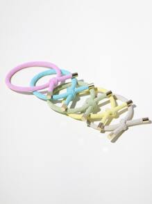 5pcs Minimalist Elegant Hair Scrunchies, Suitable For Everyday Wear - Multicolor - View 3