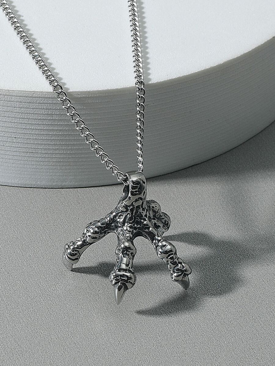 男士爪吊墜項鏈 - 銀色 - 查看 1