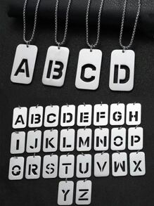 Thép Không Gỉ Thời Trang Chữ Chi Tiết Hình Học Mặt Dây Chuyền Vòng Cổ Nam Cho Trang Trí Hàng Ngày - Bạc - Xem 30