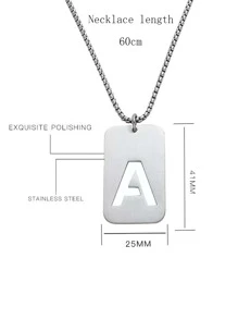 Thép Không Gỉ Thời Trang Chữ Chi Tiết Hình Học Mặt Dây Chuyền Vòng Cổ Nam Cho Trang Trí Hàng Ngày - Bạc - Xem 31