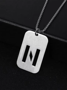 Thép Không Gỉ Thời Trang Chữ Chi Tiết Hình Học Mặt Dây Chuyền Vòng Cổ Nam Cho Trang Trí Hàng Ngày - Bạc - Xem 23