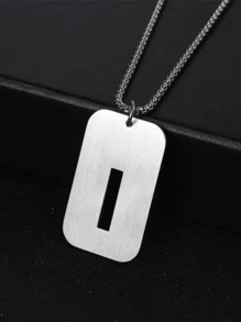 Thép Không Gỉ Thời Trang Chữ Chi Tiết Hình Học Mặt Dây Chuyền Vòng Cổ Nam Cho Trang Trí Hàng Ngày - Bạc - Xem 3