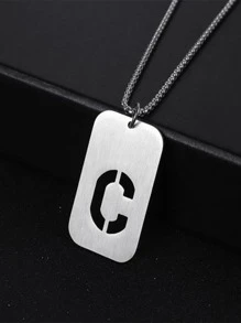 Thép Không Gỉ Thời Trang Chữ Chi Tiết Hình Học Mặt Dây Chuyền Vòng Cổ Nam Cho Trang Trí Hàng Ngày - Bạc - Xem 20