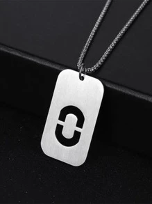 Thép Không Gỉ Thời Trang Chữ Chi Tiết Hình Học Mặt Dây Chuyền Vòng Cổ Nam Cho Trang Trí Hàng Ngày - Bạc - Xem 12