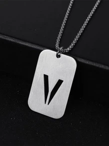 Thép Không Gỉ Thời Trang Chữ Chi Tiết Hình Học Mặt Dây Chuyền Vòng Cổ Nam Cho Trang Trí Hàng Ngày - Bạc - Xem 14