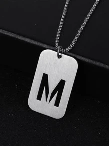 Thép Không Gỉ Thời Trang Chữ Chi Tiết Hình Học Mặt Dây Chuyền Vòng Cổ Nam Cho Trang Trí Hàng Ngày - Bạc - Xem 15