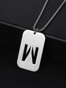 Thép Không Gỉ Thời Trang Chữ Chi Tiết Hình Học Mặt Dây Chuyền Vòng Cổ Nam Cho Trang Trí Hàng Ngày - Bạc - Xem 17