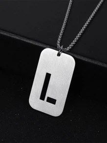 Thép Không Gỉ Thời Trang Chữ Chi Tiết Hình Học Mặt Dây Chuyền Vòng Cổ Nam Cho Trang Trí Hàng Ngày - Bạc - Xem 5