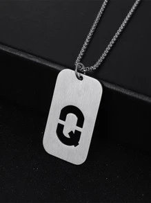 Thép Không Gỉ Thời Trang Chữ Chi Tiết Hình Học Mặt Dây Chuyền Vòng Cổ Nam Cho Trang Trí Hàng Ngày - Bạc - Xem 7