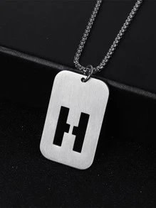 Thép Không Gỉ Thời Trang Chữ Chi Tiết Hình Học Mặt Dây Chuyền Vòng Cổ Nam Cho Trang Trí Hàng Ngày - Bạc - Xem 10