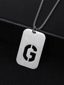 Thép Không Gỉ Thời Trang Chữ Chi Tiết Hình Học Mặt Dây Chuyền Vòng Cổ Nam Cho Trang Trí Hàng Ngày - Bạc - Xem 18