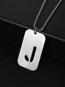 Thép Không Gỉ Thời Trang Chữ Chi Tiết Hình Học Mặt Dây Chuyền Vòng Cổ Nam Cho Trang Trí Hàng Ngày - Bạc - Xem 6