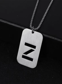 Thép Không Gỉ Thời Trang Chữ Chi Tiết Hình Học Mặt Dây Chuyền Vòng Cổ Nam Cho Trang Trí Hàng Ngày - Bạc - Xem 11