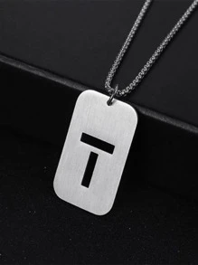 Thép Không Gỉ Thời Trang Chữ Chi Tiết Hình Học Mặt Dây Chuyền Vòng Cổ Nam Cho Trang Trí Hàng Ngày - Bạc - Xem 27