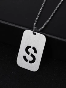 Thép Không Gỉ Thời Trang Chữ Chi Tiết Hình Học Mặt Dây Chuyền Vòng Cổ Nam Cho Trang Trí Hàng Ngày - Bạc - Xem 13