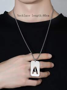 Thép Không Gỉ Thời Trang Chữ Chi Tiết Hình Học Mặt Dây Chuyền Vòng Cổ Nam Cho Trang Trí Hàng Ngày - Bạc - Xem 29