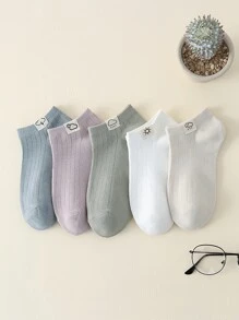 Hombres 5 pares Calcetines tobilleros con diseño de etiqueta - Multicolor - Ver 1