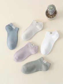 Hombres 5 pares Calcetines tobilleros con diseño de etiqueta - Multicolor - Ver 2