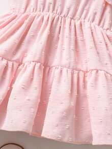 Bebé Vestido de tirantes bajo con fruncido - Rosa Pálido - Ver 3