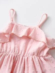Bebé Vestido de tirantes bajo con fruncido - Rosa Pálido - Ver 5