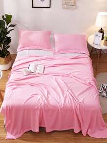 1入組粉色蓋毯適用於沙發和床極簡主義絨布蓋毯 - 粉色 - 查看 2