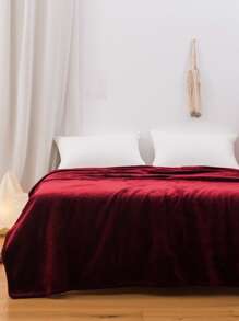 1 Đồng Màu Chăn, Tối Giản Nỉ Mềm Mại & Chăn Ấm Áp Cho Phòng Khách & Phòng Ngủ, trang Trí Nhà Cửa - Đỏ - Xem 1