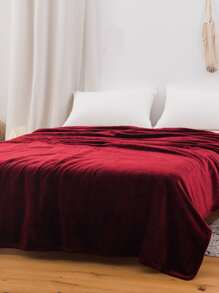 1 Đồng Màu Chăn, Tối Giản Nỉ Mềm Mại & Chăn Ấm Áp Cho Phòng Khách & Phòng Ngủ, trang Trí Nhà Cửa - Đỏ - Xem 2