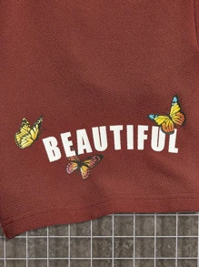 Manfinity Men Butterfly & Letter Graphic Drawstring Waist Shorts - Multicolor - View 5