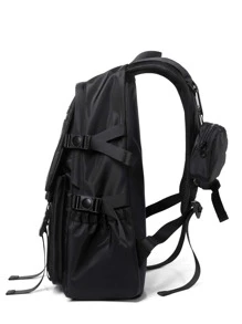 Men Release Buckle Decor Casual Daypack - Black - View 4