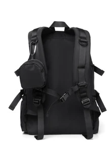 Men Release Buckle Decor Casual Daypack - Black - View 6