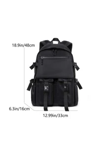 Men Release Buckle Decor Casual Daypack - Black - View 5