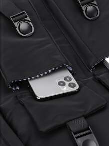 Men Release Buckle Decor Casual Daypack - Black - View 7