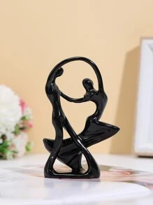 1pc Polyresin Decoration Object, Abstract Figure Design Decoration Craft For Home - Black - View 2