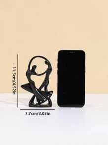 1pc Polyresin Decoration Object, Abstract Figure Design Decoration Craft For Home - Black - View 4