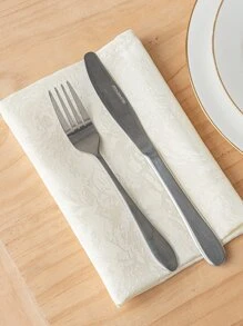 1入組米色提花餐巾婚禮派對用極簡滌綸布餐巾