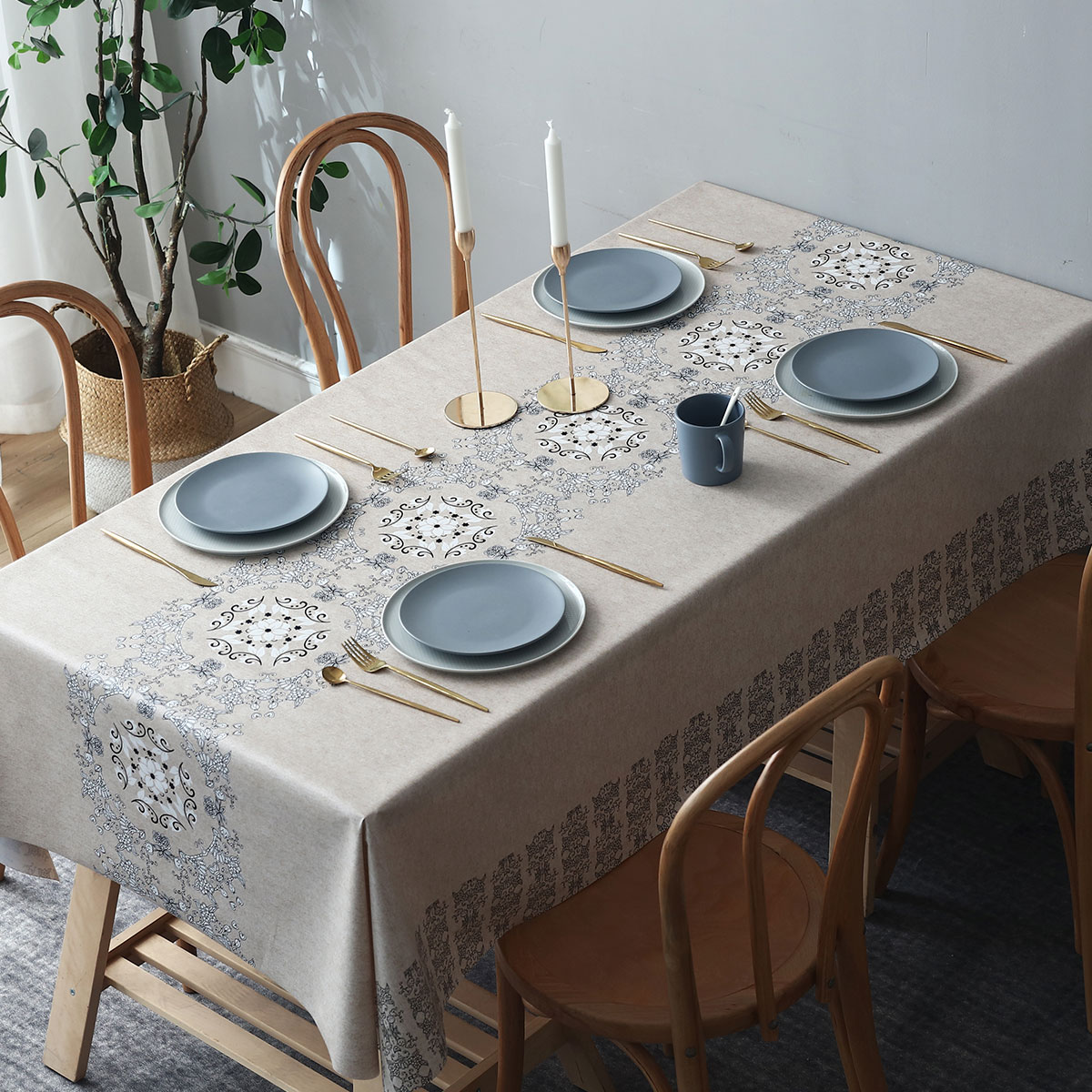 Mantel/cubierta de mesa de centro de Pvc impermeable, a prueba de aceite y fácil de limpiar de estilo nórdico, 1 pieza