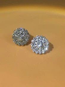 水鑽裝飾夾式耳環 - 銀色 - 查看 5