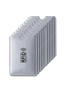 10入組鋁製防rfid卡片套,可阻擋nfc讀卡器鎖定身分證、銀行卡等卡片,輕巧便攜易攜帶,適用於白領節日、紀念日、生日送禮、配件等等 - 銀色 - 查看 1