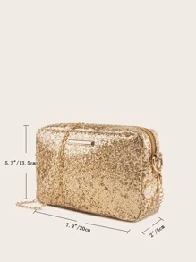 1pc Women Square Shoulder Bag, Crossbody Bag, Suitable For Daily And Party Use, The First Choice For Mother\ Day Gift - Gold - View 3