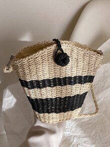 Two Tone Straw Bag - Multicolor - View 2