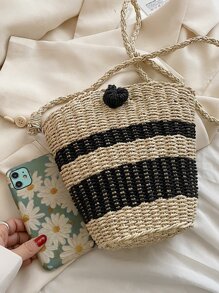 Two Tone Straw Bag - Multicolor - View 4