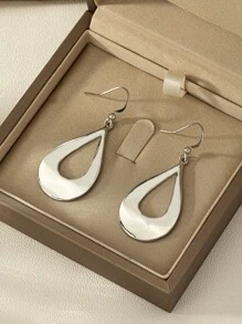 Water Drop Earrings - Silver - View 4