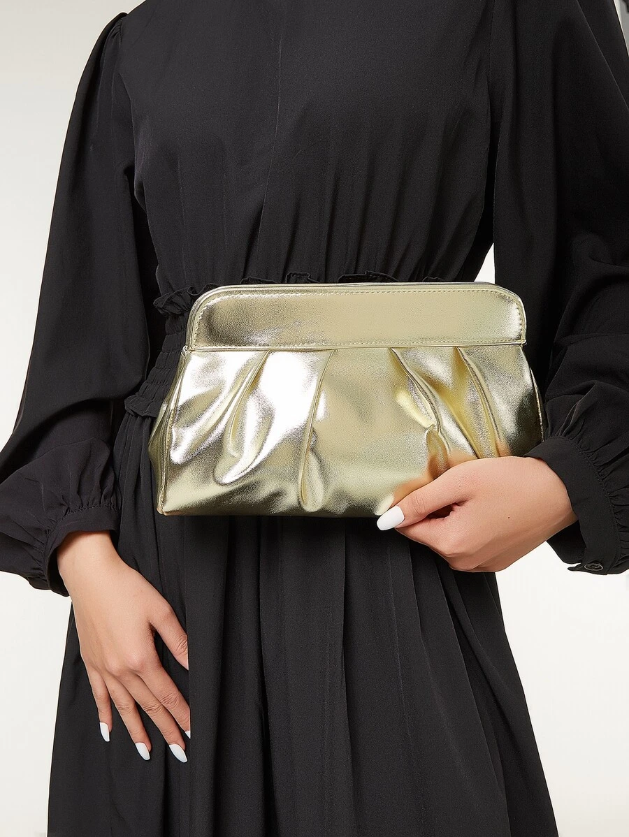 Túi đựng bữa tối sang trọng, Túi buổi tối Quyến rũ, thanh lịch, tinh tế, yên tĩnh Túi ly hợp nữ thời trang gấp Pu có nút chụp đôi từ tính và dây đeo vai có thể tháo rời cho quý cô, phụ nữ, cho cô gái tiệc tùng, cô dâu Hoàn hảo cho bữa tiệc, đám cưới, vũ hội, bữa tối/ Tiệc, Bữa tối/Tiệc, Món quà tuyệt vời nhất dành cho phụ nữ Mẹ Thầy Cô Bạn Phù dâu - Vàng - Xem 1