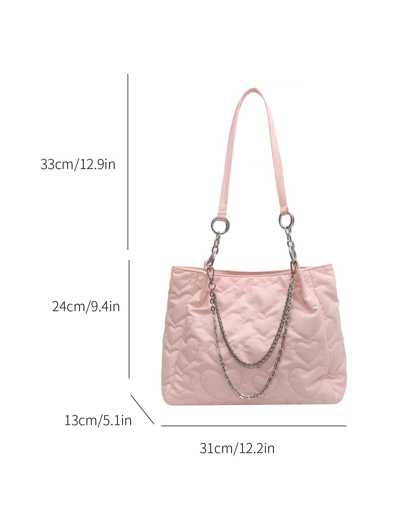 ♪⌄̈⃝可愛い♡ピンク キルティング ショルダーバッグ ハート キルティング チェーンデコレーション ピンク ショルダートート